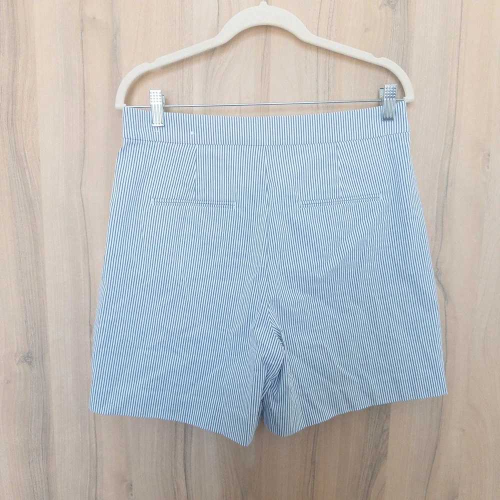 Ann Taylor Womens Striped Sailor Shorts 8 Blue High Rise‎ Button Front Nautical